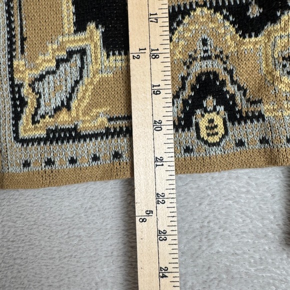Vintage Ceny Sweater Womens L‎ Brown Black Preowned Knit Cardigan Aztec Boho - Picture 5 of 7